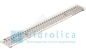 Решетка водоприемная Gidrolica Standart РВ-10.13,6.100 - штампованная стальная оцинкованная с отверстиями для крепления, кл. А15