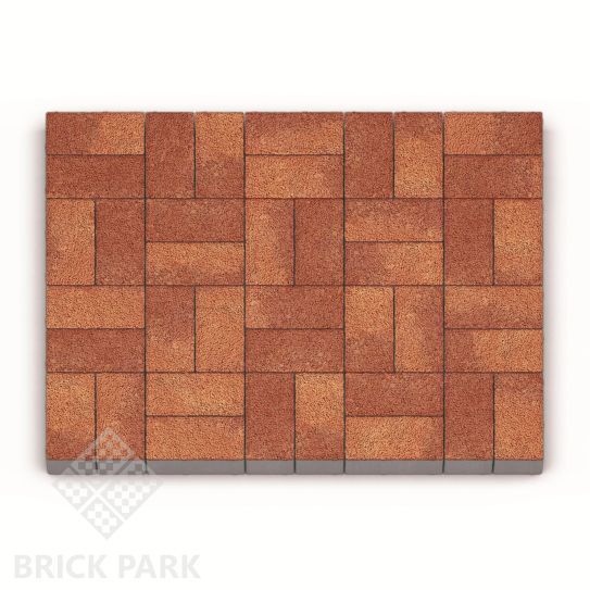 Тротуарная плитка Каменный век Кирпичик Stone Base Желто-красный 200×100×60