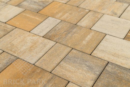 Бетонная брусчатка БРАЕР Старый город Ландхаус Color Mix T16 ПЕСЧАННИК 80x160x80