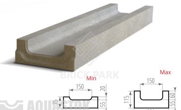 Лоток водоотводный бетонный ЛВБ Norma 150 №0/1 тип 2 без уклона
