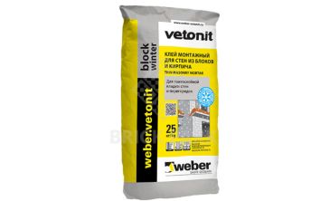 Цементный зимний тонкослойный клей weber.vetonit block winter 25 кг