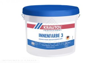 Краска водно-дисперсионная для внутренних работ Krautol Innenfarbe 3 / Инненфарбе 3 База 3 10 л
