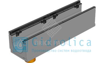 BGZ-S лоток для тяжелых нагрузок DN150, № 10-0, с чугунной насадкой, с вертикальным водосливом, без уклона