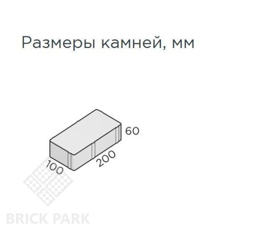 Тротуарная плитка Прямоугольник 200*100*60 Серый (полный прокрас, минифаска)