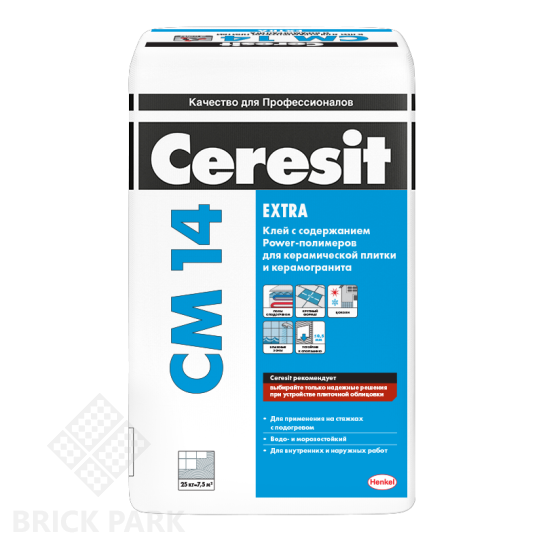 Клей для керамической плитки и керамогранита Ceresit CM 14 25 кг