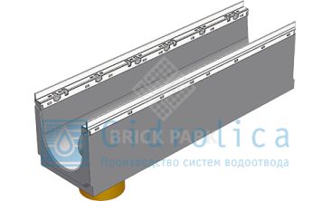 BGU-Z Универсальный лоток DN200, № 0, с оцинкованной насадкой, с вертикальным водосливом, без уклона