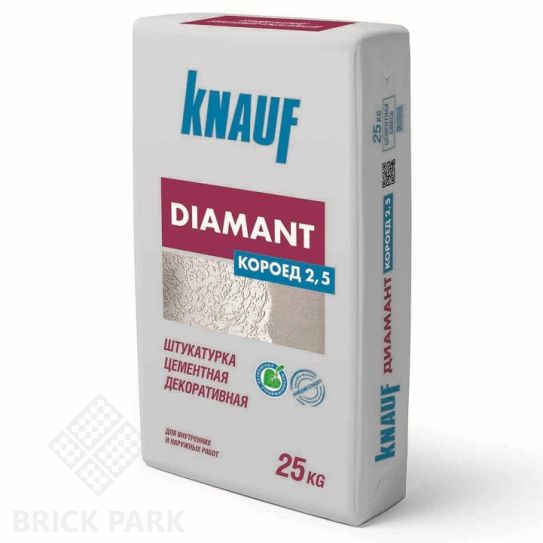 Штукатурка цементная декоративная Knauf Диамант Короед 2,5 мм белая 25 кг