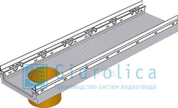 BGF-Z Мелкосидящий лоток DN200, с оцинкованной насадкой, с вертикальным водосливом, h 100, без уклона