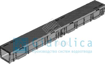 Комплект Gidrolica Light: лоток водоотводный ЛВ -10.11,5.9,5 - пластиковый с решеткой РВ- 10.11.50 пластиковой ячеистой, кл. A15