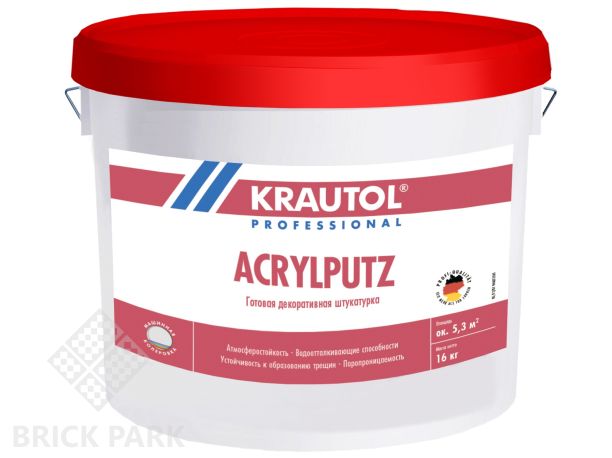 Декоративная штукатурка на полимерной основе Krautol Acrylputz R20 / Акрилпутц Р20 короед колеруемая 16 кг