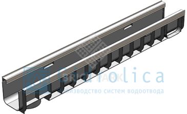 Лоток водоотводный Gidrolica Standart Plus ЛВ-10.14,5.12 - пластиковый (усиленный)