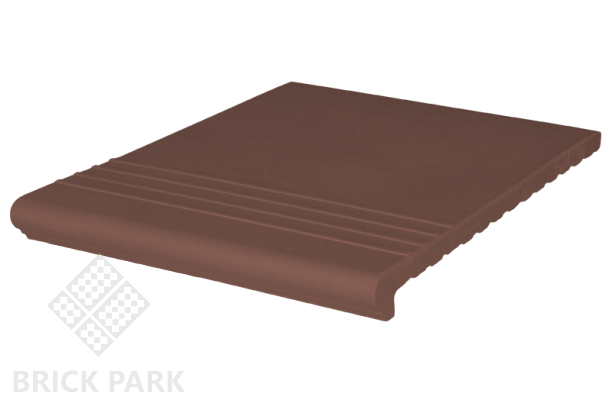 Клинкерная ступень венецианская рифленая KING KLINKER Коричневый натура (03), 330x330x14 мм