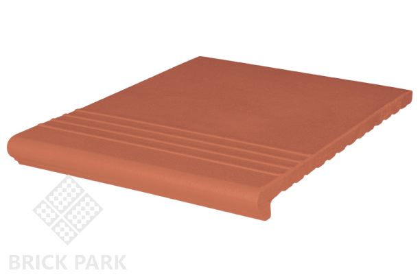 Клинкерная ступень венецианская рифленая KING KLINKER Рубиновый красный (01), 330x330x14 мм