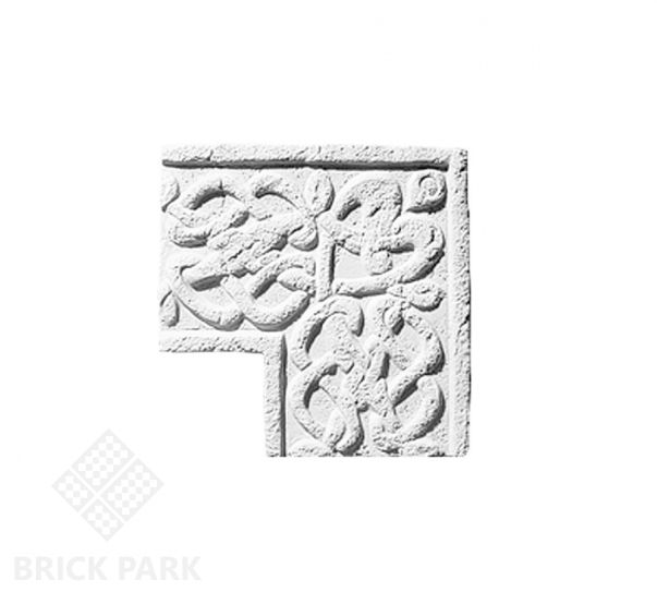 Фасадный карниз Идеальный камень "Орнамент" 1 угловой вертикальный белый