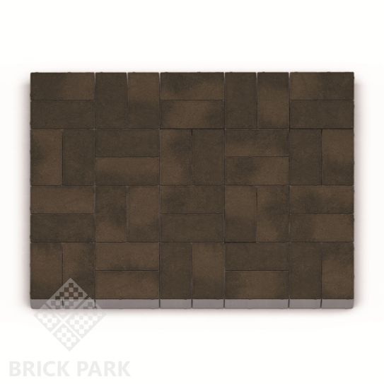 Тротуарная плитка Каменный век Кирпичик Color Mix Коричнево-черный 200×100×80