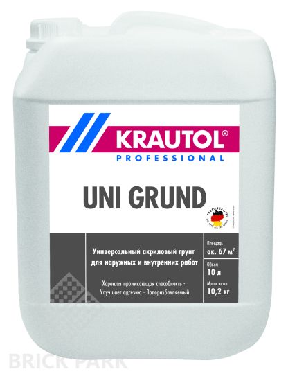 Грунтовка для наружных и внутренних работ Krautol Uni Grund / Уни Грунд 10 л 