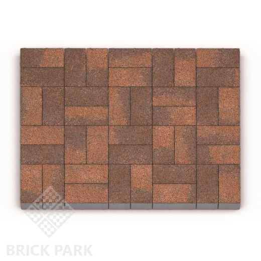 Тротуарная плитка Каменный век Кирпичик Stone Base Коричнево-оранжевый 200×100×60