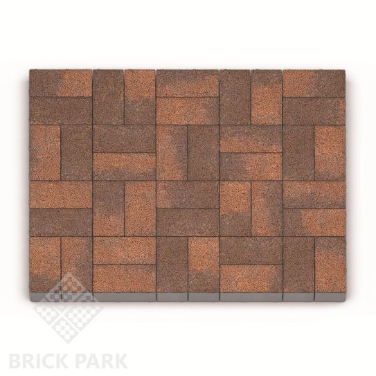 Тротуарная плитка Каменный век Кирпичик Stone Base Коричнево-оранжевый 200×100×60