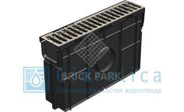Комплект Gidrolica Light: пескоуловитель для пластиковых лотков ПУ 10.11,5.32 - пластиковый с решеткой РВ -10.10,8.100 стальной оцинкованной, кл. A15