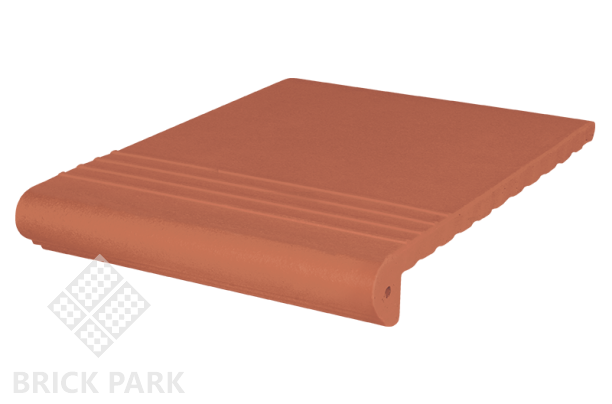 Клинкерная ступень античная рифленая KING KLINKER Рубиновый красный (01), 330x245x16 мм