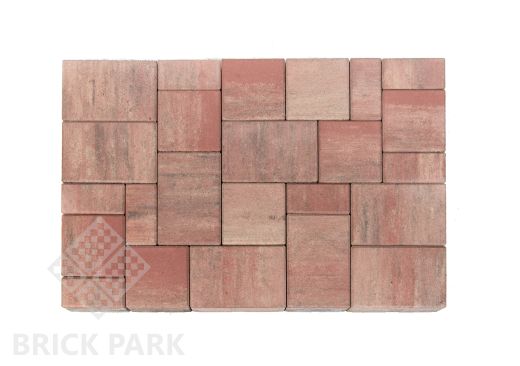 Бетонная брусчатка БРАЕР Мозаика Color mix Фламинго 300x200x60