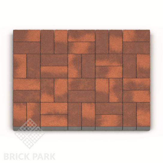 Тротуарная плитка Каменный век Кирпичик Color Mix Коричнево-оранжевый 200×100×40