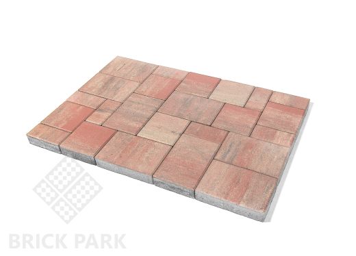 Бетонная брусчатка БРАЕР Мозаика Color mix Фламинго 200x100x60