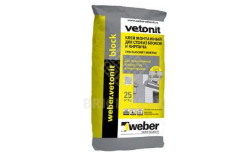Цементный тонкослойный клей weber.vetonit block 25 кг