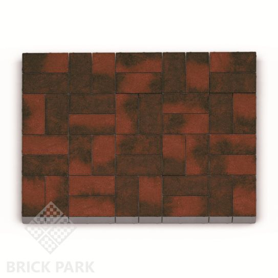 Тротуарная плитка Каменный век Кирпичик Color Mix Черно-красный 200×100×60