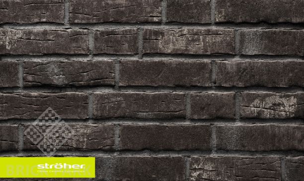 Клинкерная плитка Stroeher Steinlinge 376 platinschwarz без затирки шва