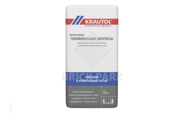 Состав клеевой базовый штукатурный на минеральной основе Krautol Krautherm Thermofassade Universal / Краутерм Термофасад Универсал 25 кг