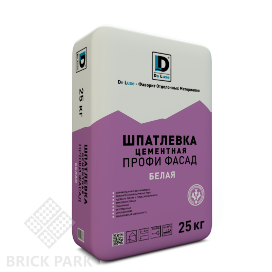 Шпатлевка цементная De Luxe ПРОФИ ФАСАД (БЕЛАЯ)