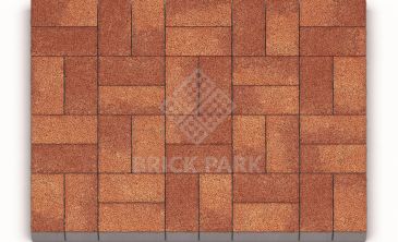 Тротуарная плитка Каменный век Кирпичик Stone Base Желто-красный 200×100×60
